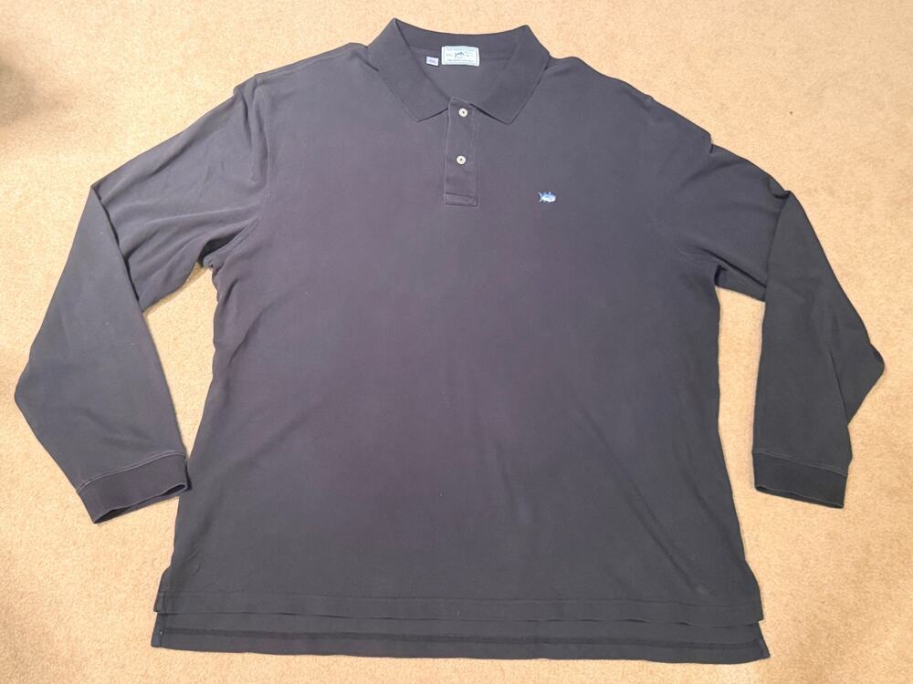 Southern Tide Skipjack Long Sleeve Polo Shirt Men's XXL Black Embroidered Logo